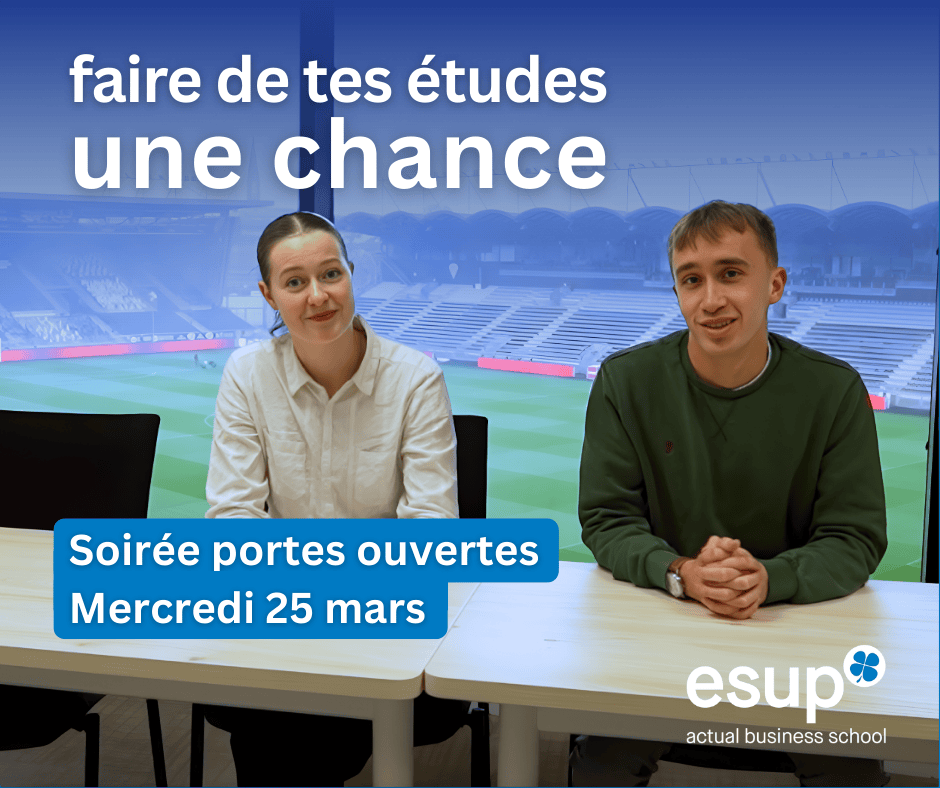 Deux jeunes de l'ESUP Angers vous accueillent pour la porte ouverte du 25 mars 2026